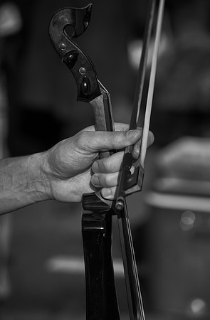 Violin busker bw