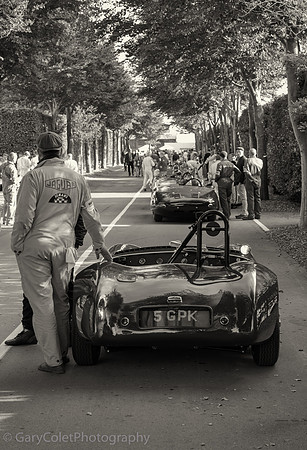 18 Goodwood Revival Jag pre race lane bw