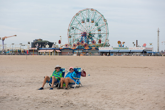 Couple on Coney island beach