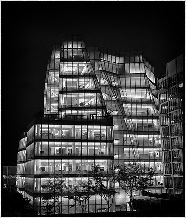High Line night building bw