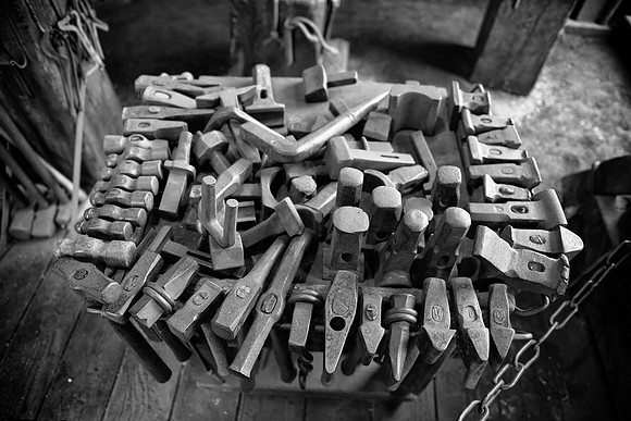 Mystic Seaport blacksmiths hammers