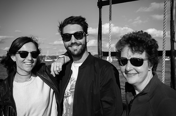 Ryan Sarah Jenni on Schooner Argia bw
