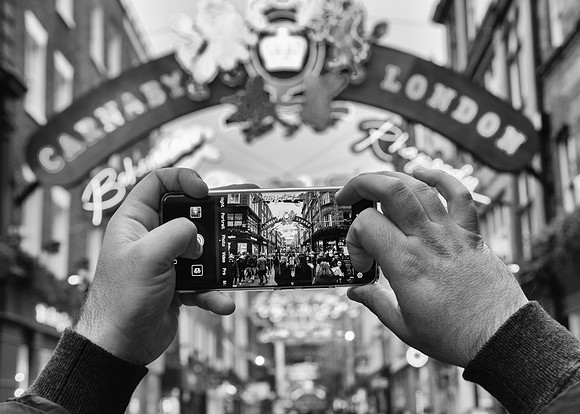 Carnaby Street. smartphone bw