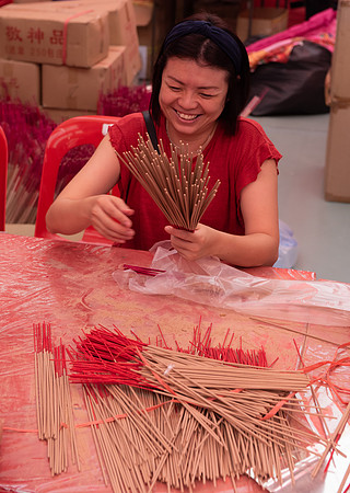 Singapore red incense sticks