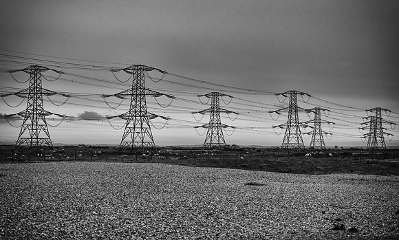 marching pylons bw