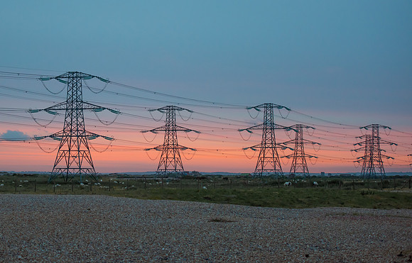 marching pylons sunset