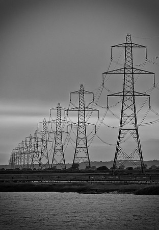 Tall pylons bw