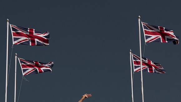 Union flags and phone