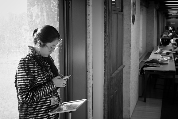 CSM student on phone