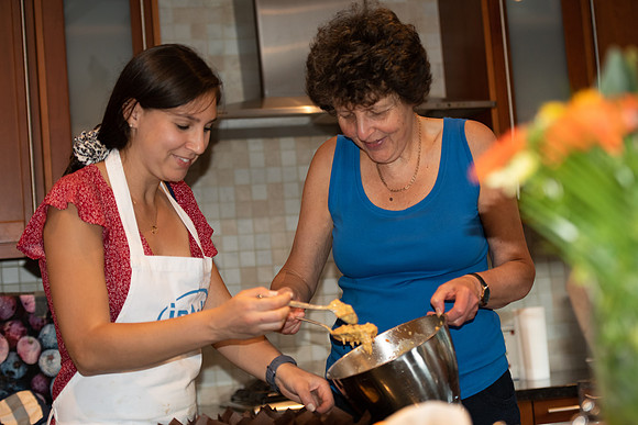 Lib and Jenni making muffins