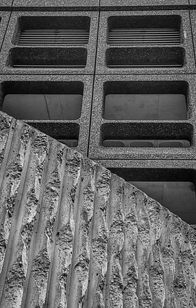 Minories wall and portals bw