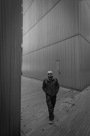 More London bald man bw