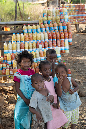 Juice bottles and children