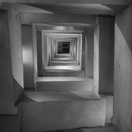 Provincetown monument stairs spiral BW